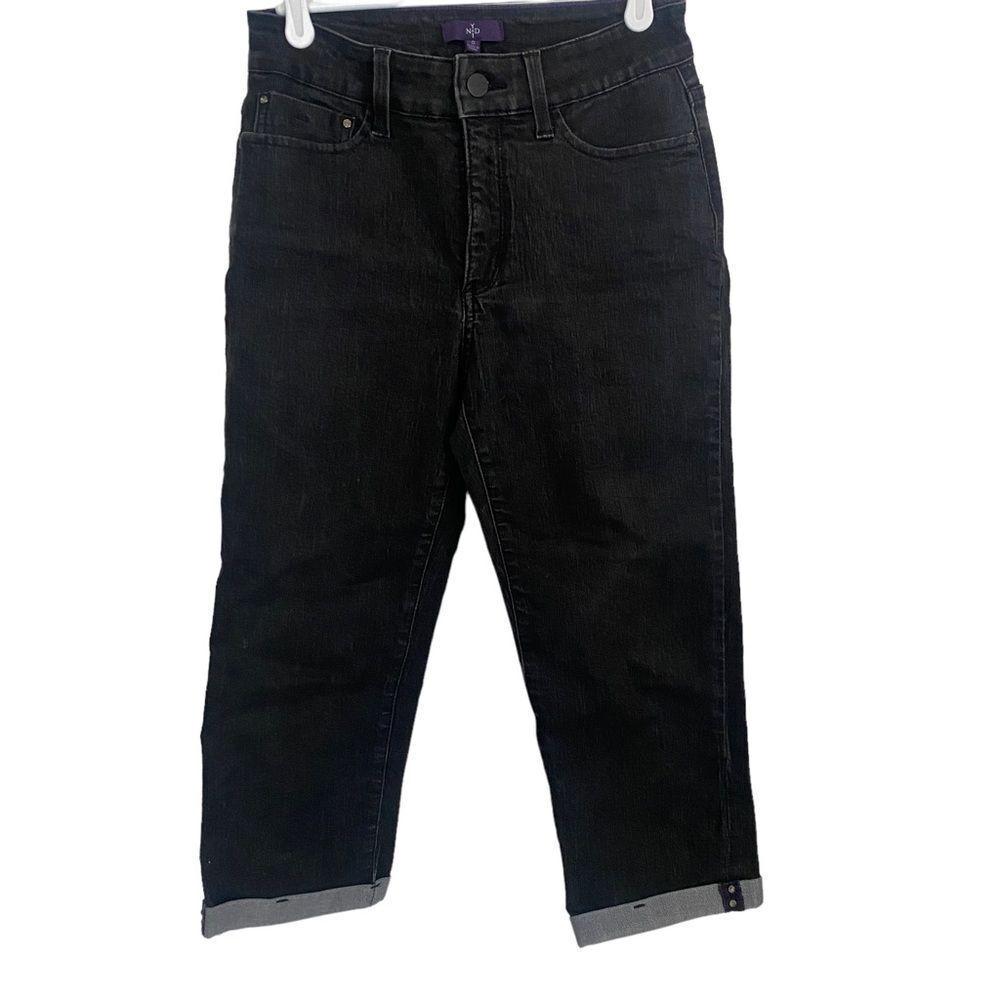 NYDJ Black Capri Cuffed‎ Jeans Sz 0